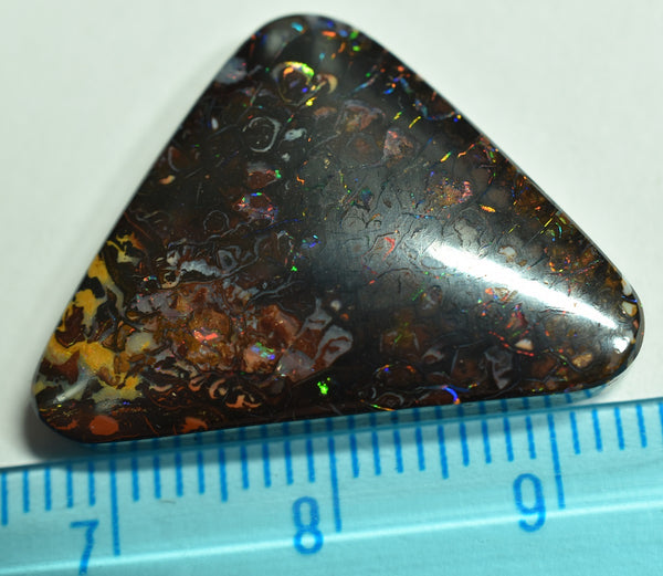 【映像有 A★マルチ遊色ピンファイヤー系 24.6ct ボルダーオパール】両面 ルース ヤワ産